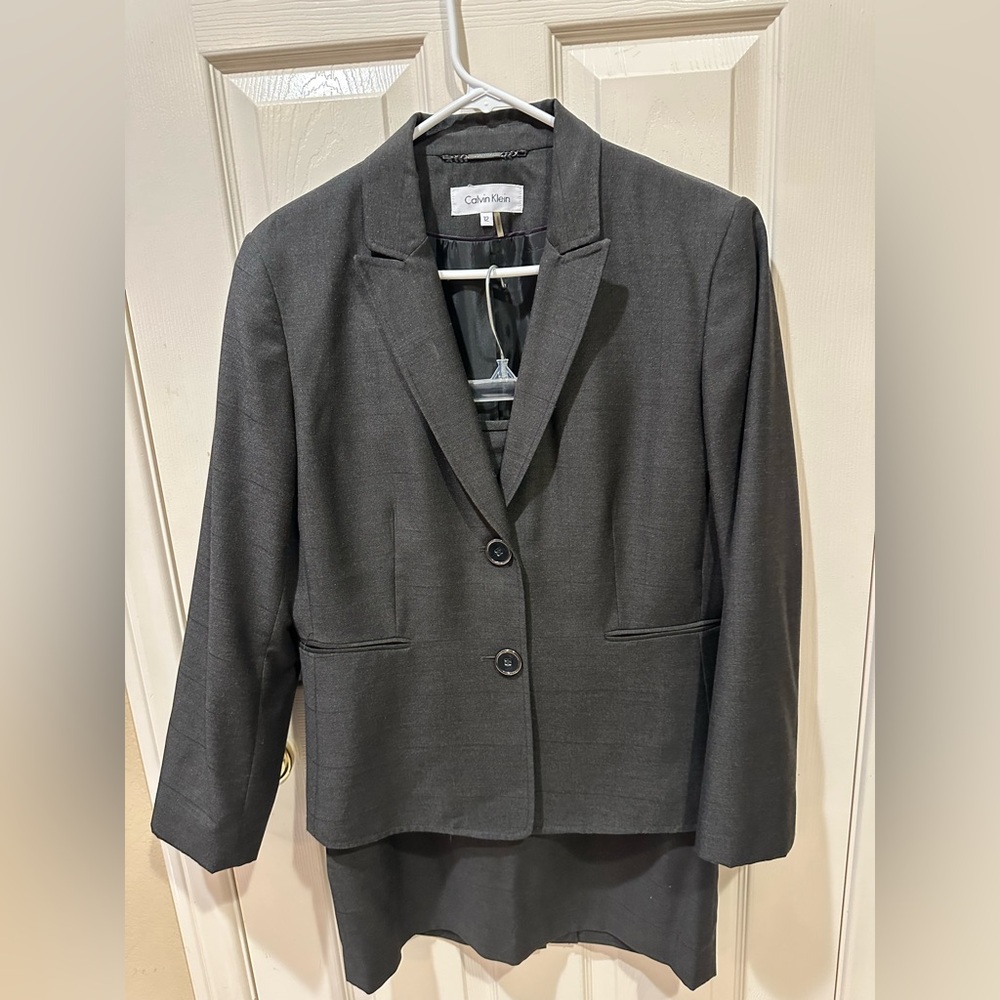 Calvin Klein Charcoal Brown Women's Blazer and Skirt